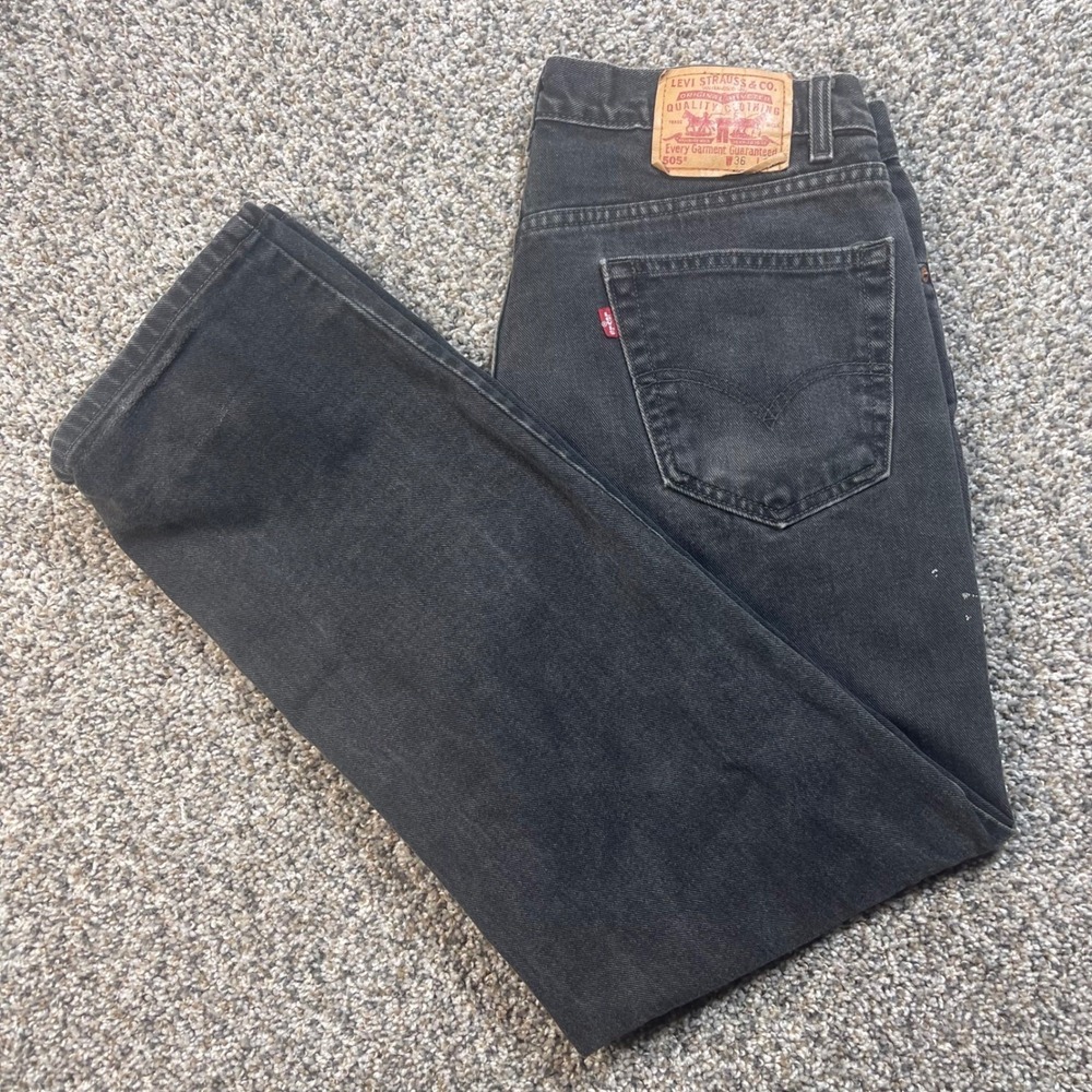 Vintage Levi's 505 Men's 34x29 Jeans USA Made Regular Straight Faded Black 90s